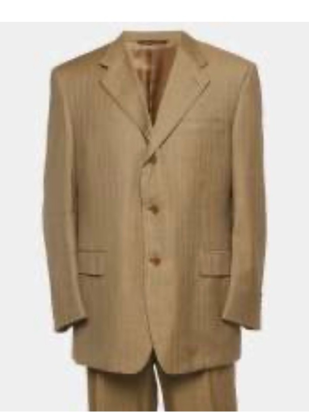 Men's Tan Pinstripe Two-Button Suit Jacket